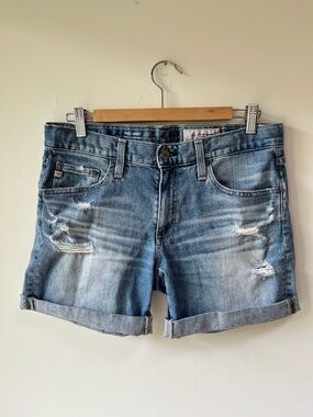 AG Adriano Goldschmied Nikki Shorts Distressed Light Blue Denim Cutoffs - 29